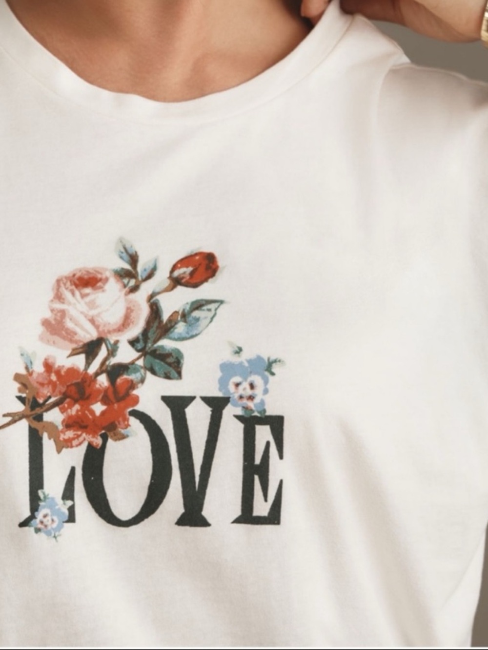 NWT Anthropologie Rose Love print Graphic Cotton Muscle Tee, M - Picture 5 of 14